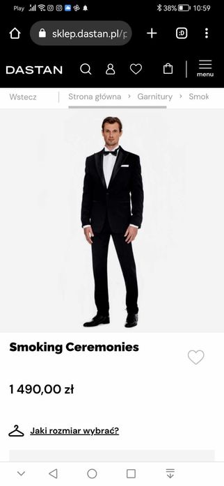 Smoking slubny czarny firmy Dustan