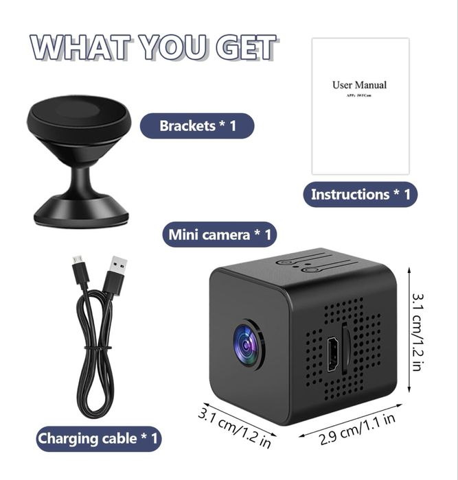 Розумна  Міні Wi-Fi камера  з нічним баченням та датчиком руху