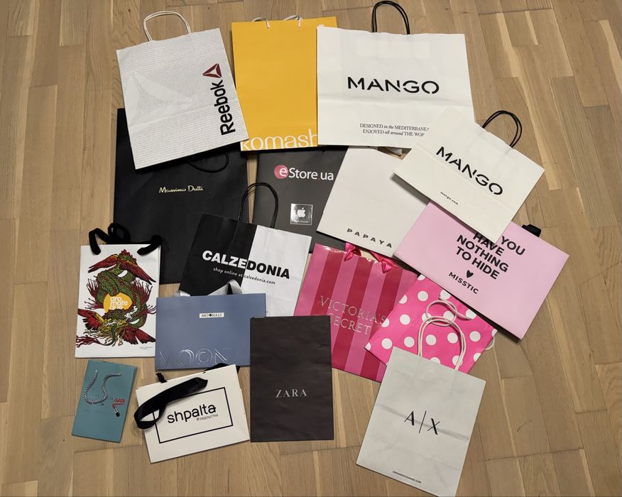 Фірмові пакети balmain/ dutti/vs/zara/nike/adidas/ugg/armani/puma/