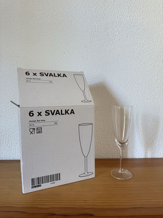 12 x copos de champanhe IKEA SVALKA, vidro transparente, 21 cl