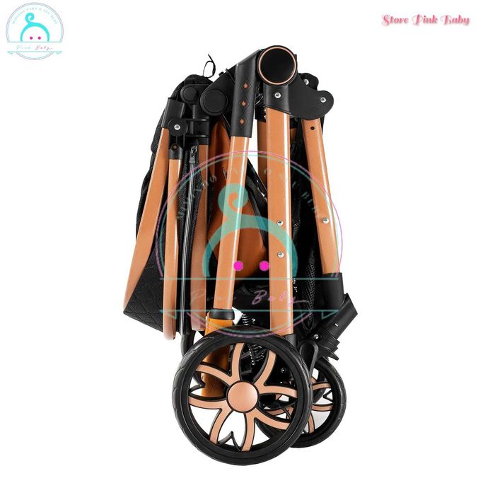 Carrinho bebé 3 em 1 PinkBaby Magic Gold - Com Base Isofix - Preto