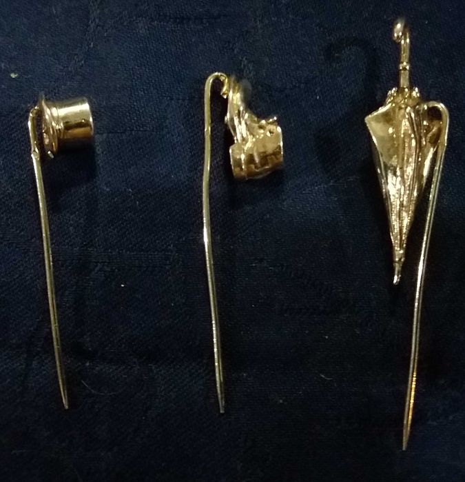 3 alfinetes de gravata ou de peito em prata