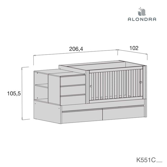 Cama/Berço convertível Sero Kubo - ALONDRA