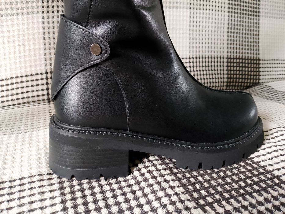 Сапоги кожаные высокие осень-зима, 24 см