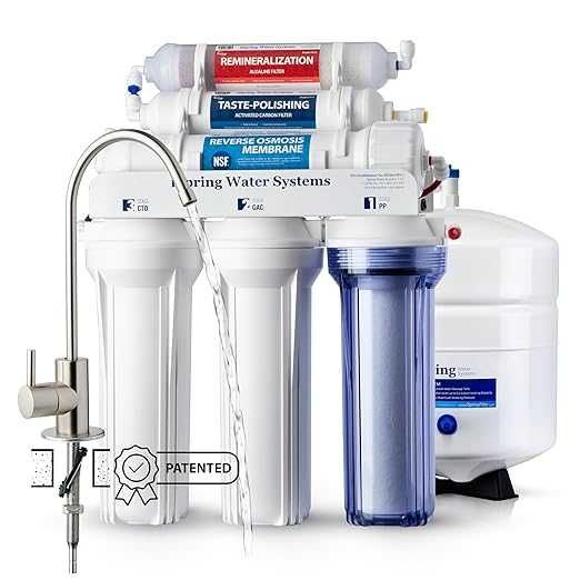 iSpring RCC7AK, certyfikat NSF 75 GPD, 6-stopniowy system odwróconej osmozy, remineralizacja alkaliczna pH + System filtrowania wody RO pod zlew
