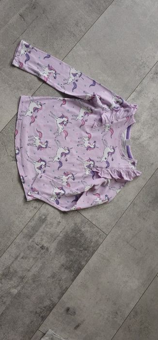 Bluzka z jednorozcem liliowa falbany 134cm