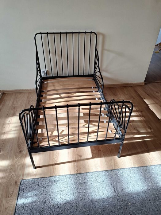 Łózko metalowe ikea minnien czarne