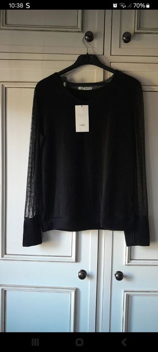 Tunica manga comprida pilssada nova xl