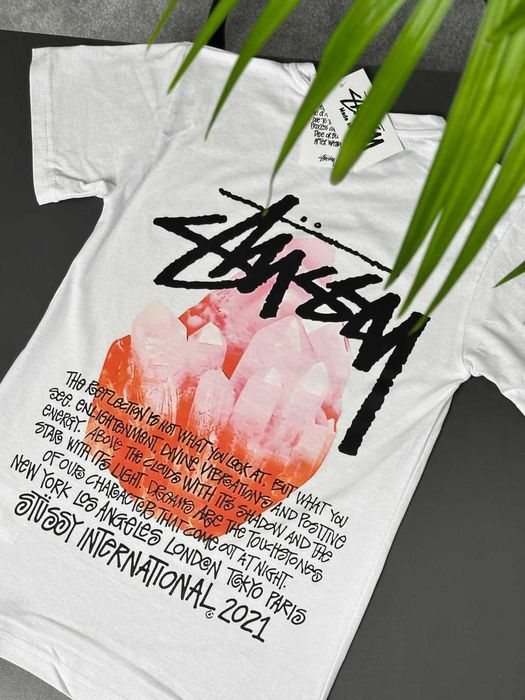 Черная / Белая | Футболка Stussy Crystal | Спортивна Майка Стусси | XS-XXL