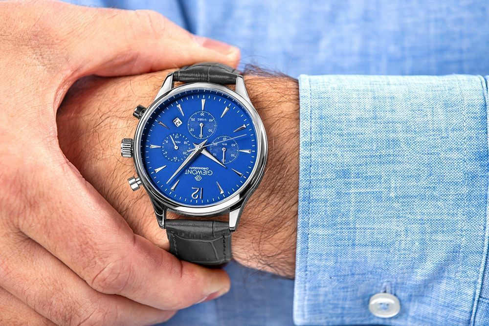 Zegarek Męski Giewont Chronograph Sapphire Czarno Niebieski GW6310-A3