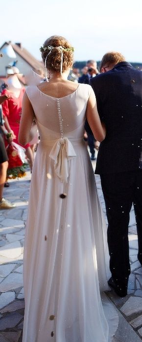 Muślinowa suknia ślubna, gładka, delikatna - Amy Love Bridal: Lavende