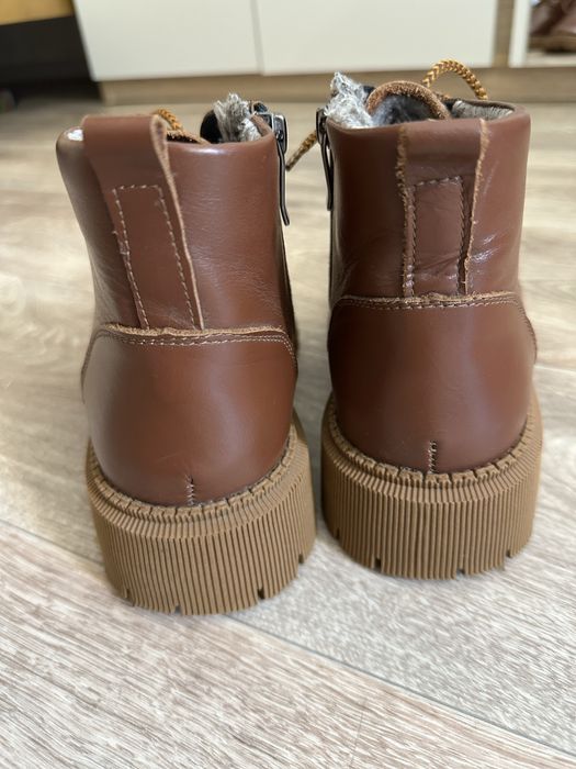 Чоботи, шкіра, ботинки з хутром , 40 розмір, 26 см довжина устілки