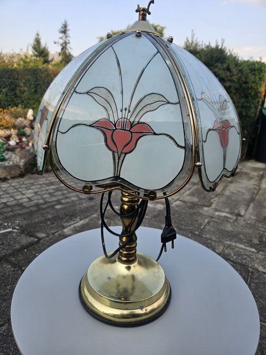 Lampa l 2203 stołowa witrazowa vintage