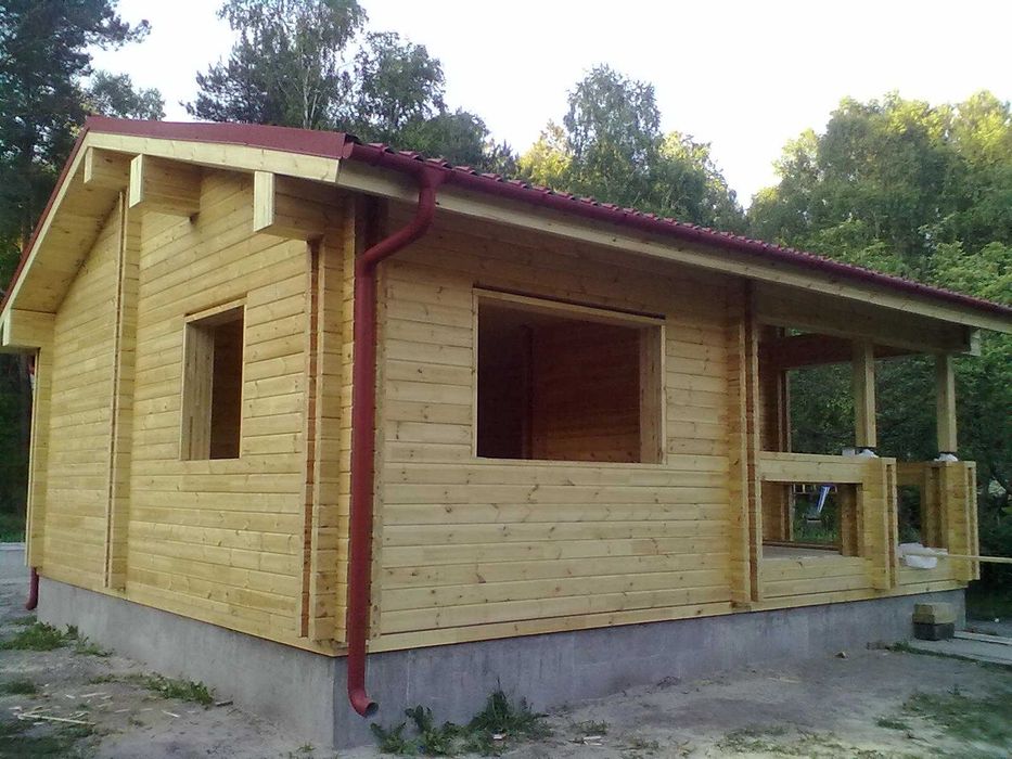 Domek drewniany letniskowy, całoroczny, 35 m2 ściana ,grubość  44mm