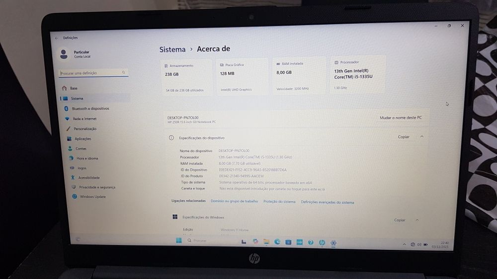 Portátil HP intel i5