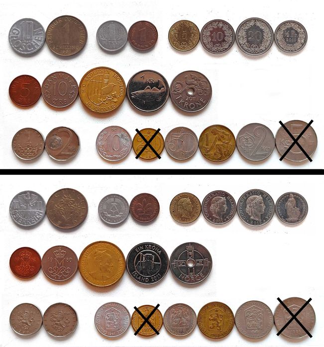 Монеты иностранные на выбор