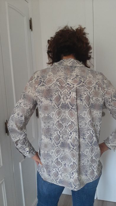 Camisa mango, M cores azul e cinza