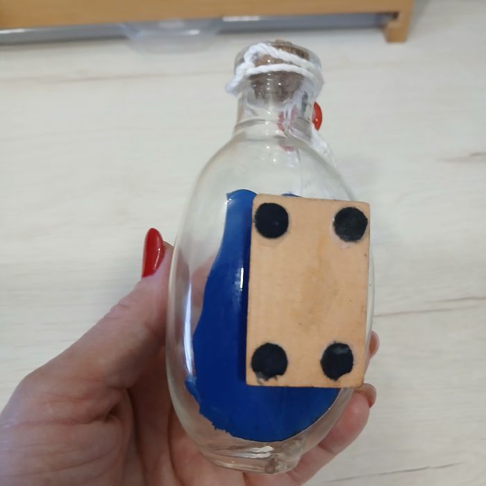 Zabytkowy żaglowiec w butelce .Vintage z lat 60. XX w.