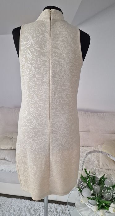 Sukienka,pólgolwik,ecru- gold"Buch".