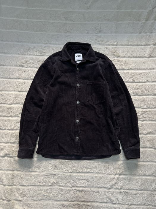 ZARA (M) Velvet Overshirt чоловіча овершот сорочка вельветова темно-си