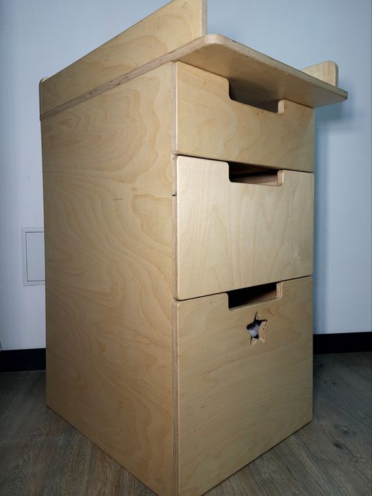 Дитяче ліжко та тумба, комплект з фанери з малюнками, 0-5 років