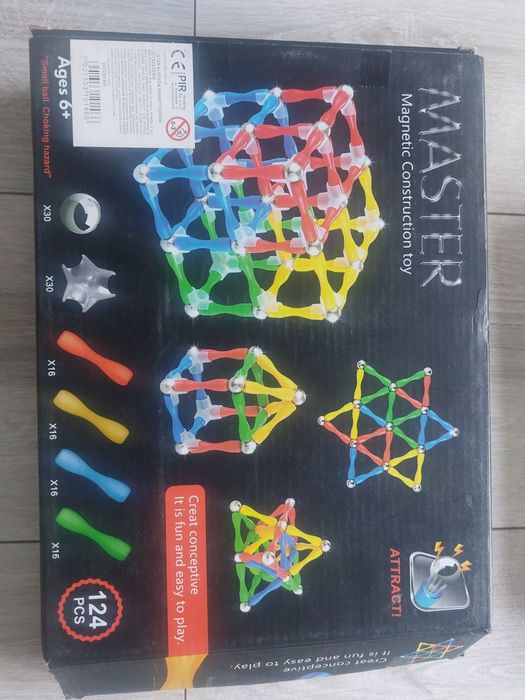 Klocki magnetyczne 124 el. Masters Magnetic Construction  Toy