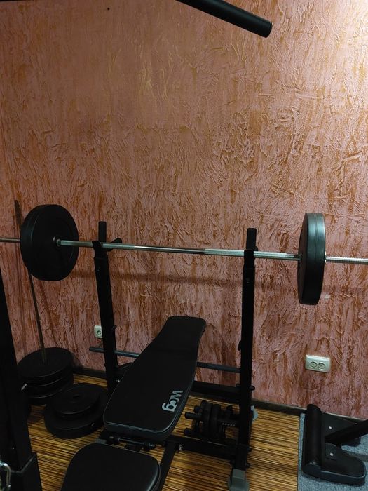 Домашний спорткомплекс / штанга, гантели, лавка / 180 кг