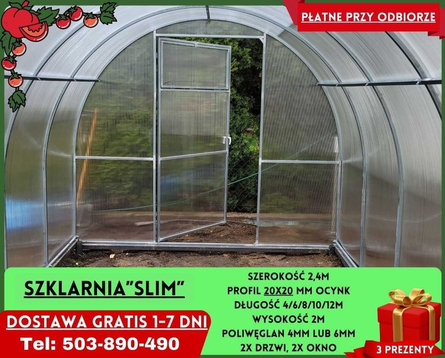 Szklarnia Ogrodowa 3x4m poliwęglan 4/6 mm Sprzedam Gratisy Braniewo
