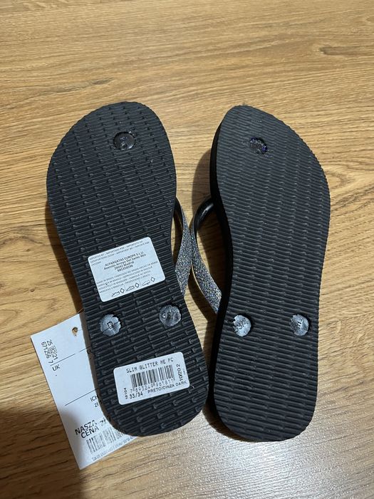 Havaianas japonki klapki brokatowe 35-36