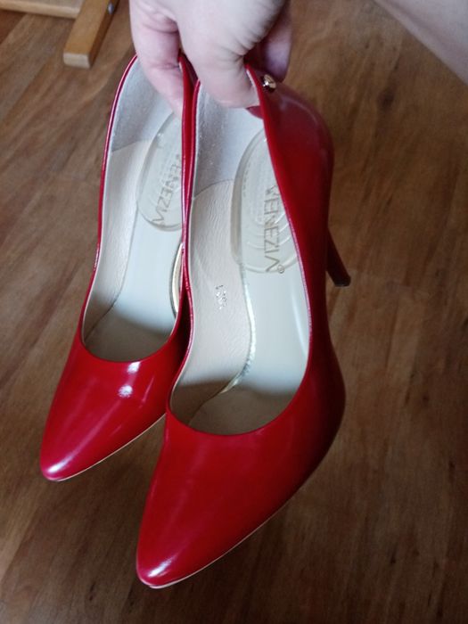 Czerwone szpilki skóra naturalna Venezia 38.5