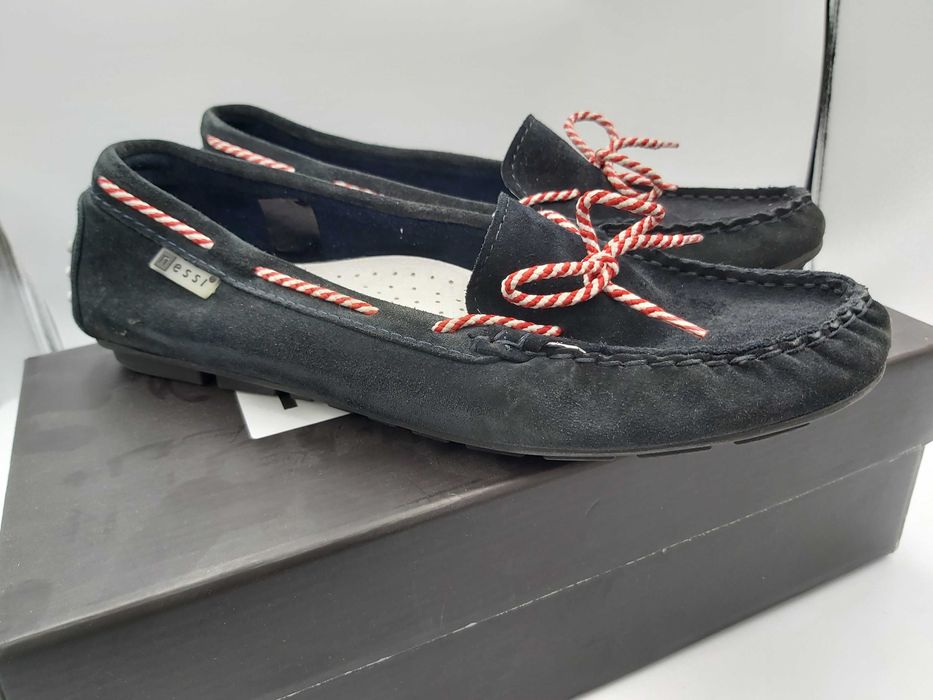 Buty mokasyny NESSI skóra naturalna  granatowe rozmiar 36