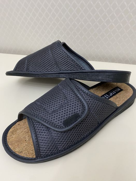 Тапочки мужские с открытыми пальцами на липучке Белста серый и черный