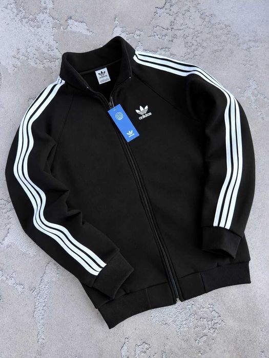 Тепла спортивна кофта Adidas на флісі (олімпійка / мастерка / zip)