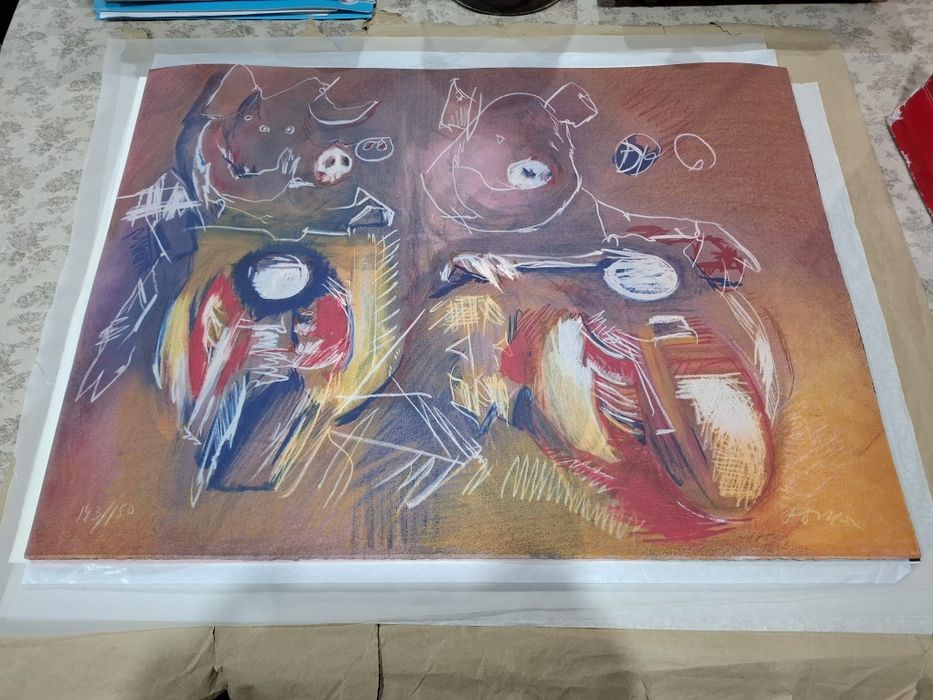 Serigrafia Júlio Pomar Porquinhas na Lambreta