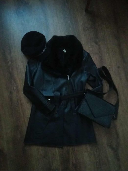 Стильна дублянка  з натуральним хутром кролика. + подарунок