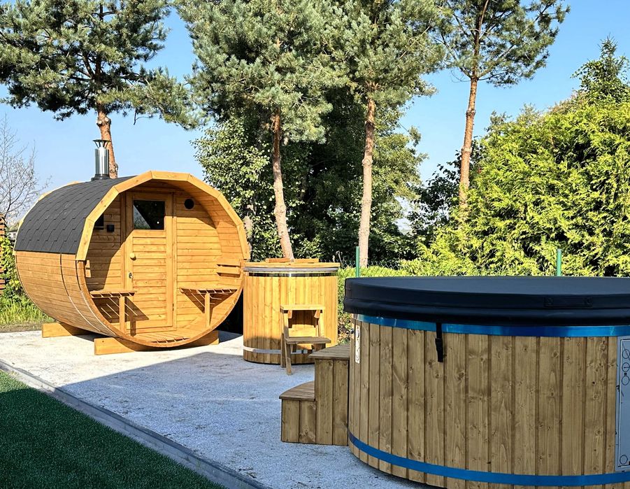 Sauna Ogrodowa Beczka Ruska Bania 2,5m Dowolna Konfiguracja Cenowa