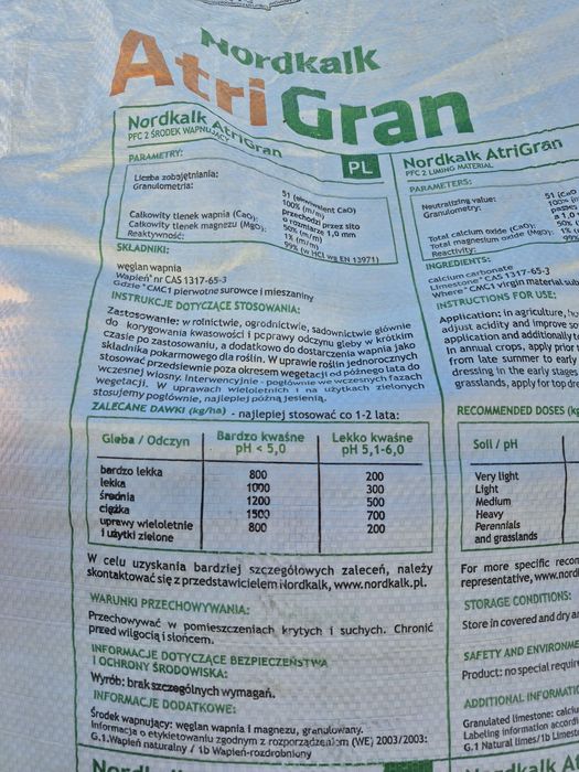 Nordkalk Atrigran wapno granulowane CaO 50 % worek 500 kg BB