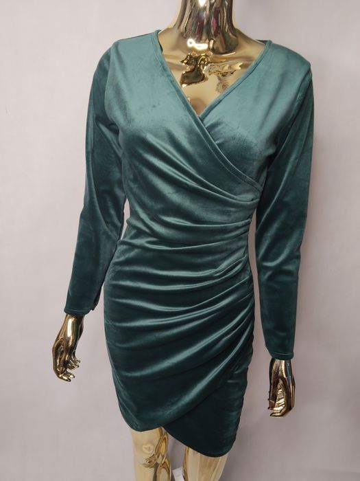 Sukienka welurowa kopertowa