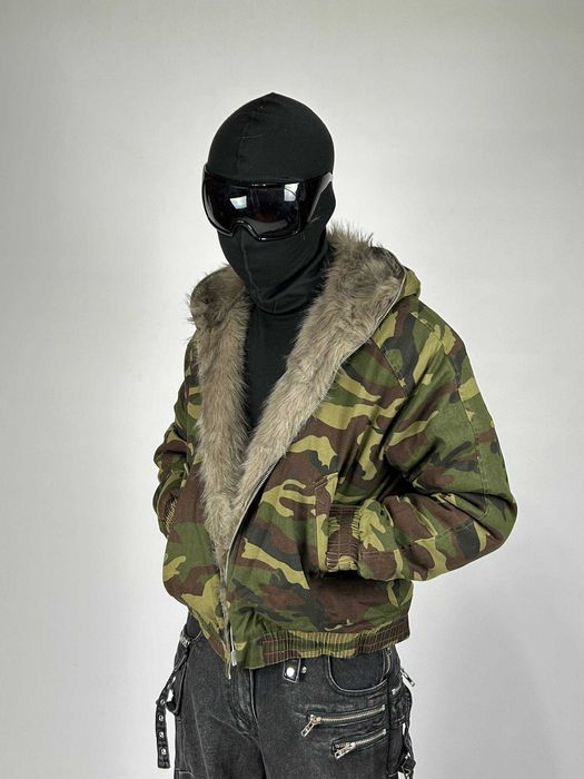 Бомбер дутий камо с мехом куртка курточка пуховик мех MA-1 аляска