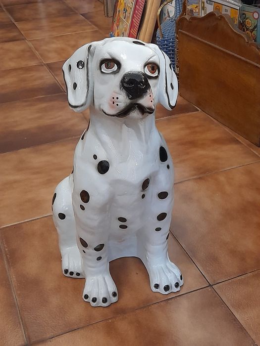 Cão DÁLMATA feito em barro - Louça de Portugal NOVO MODELO super fofo