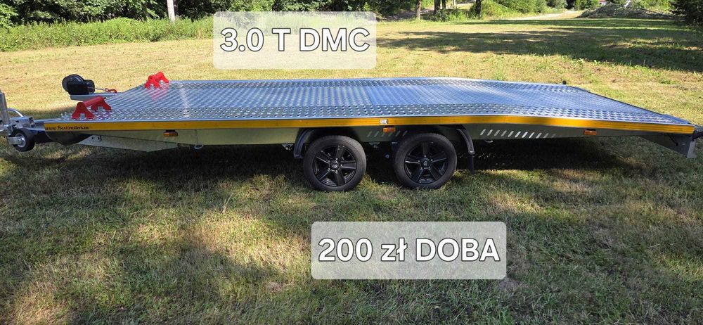 Wynajem Laweta 3.0 dmc 5 metrów 2300 kg ładunku LAWETY WIŚNIOWA ŚWIDNICA
