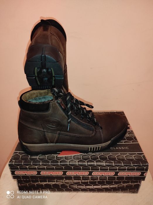 Мужские кожаные зимние ботинки