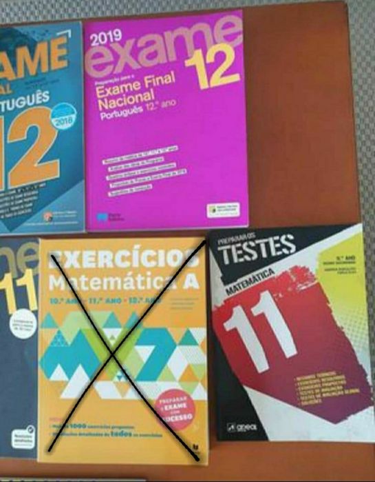 Livros de preparação para exames de matemática, português 10°, 11°, 12