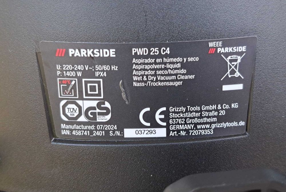 Оригінал будівельний пилосос з Німеччини PARKSIDE PWD 25/господарський /пылесос строительный