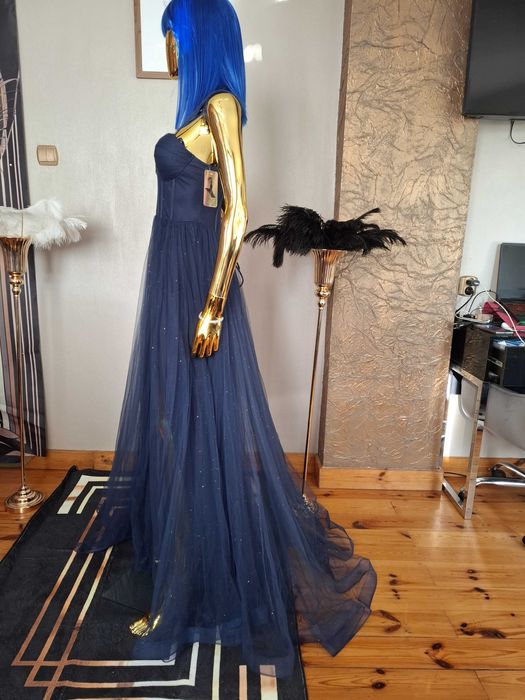 Suknia na studniówkę Princess Glossy Navy Gorset+tiul R40 Polski produ