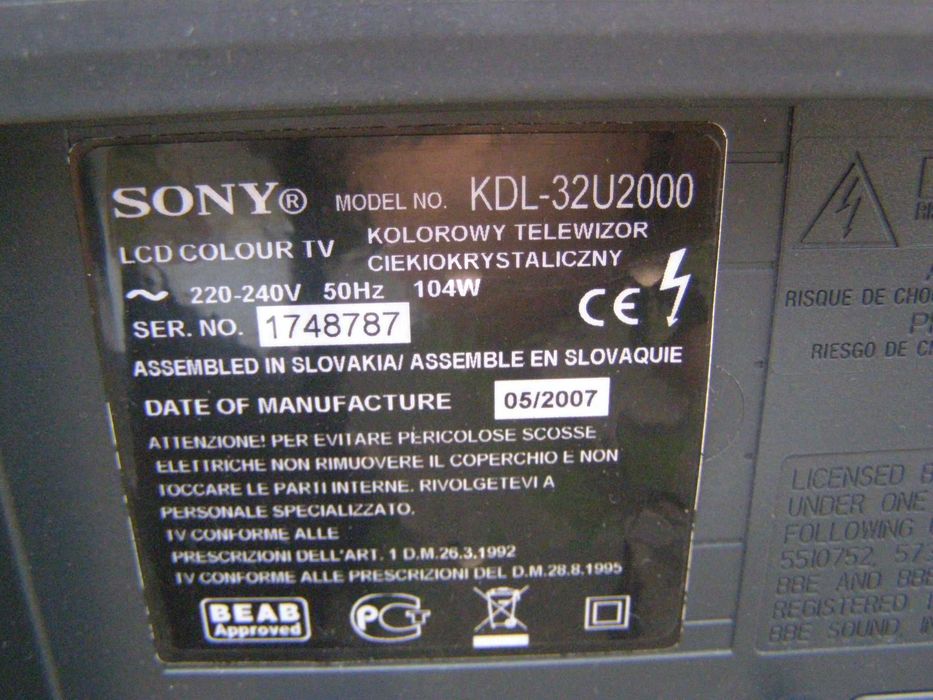 Sony KDL-32U2000--розбiр битого