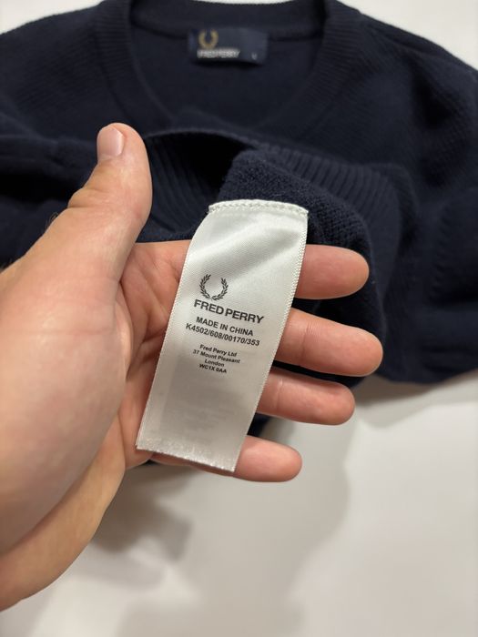Светр Fred Perry | Оригінал | Вовняний фред пері чоловічий | Синій | Розмір Л