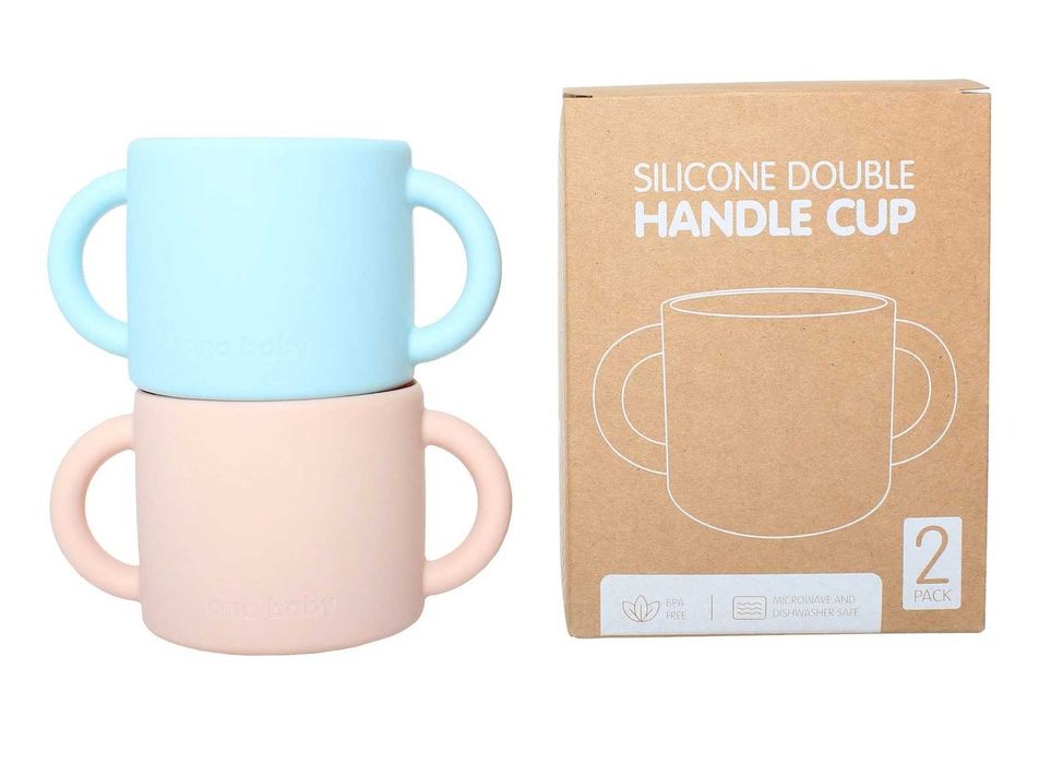 Silicone Double Handle Cup 2 Pack BPA Free New