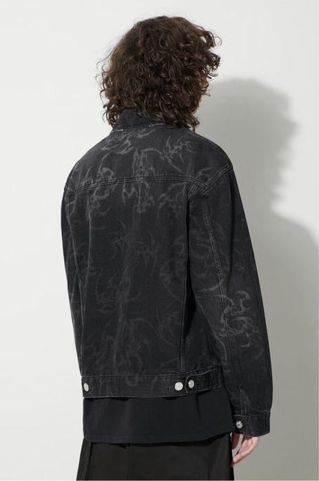 Оригінальна джинсова куртка тракер Han Kjobenhavn Laser Tribal Denim Jacket Black Washed