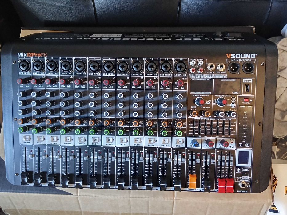 Mesa De Mistura 12 Canais C/ BT/LCD/USB/PC/DSP VSOUND